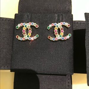 Brand new Chanel multicolor CC logo earrings